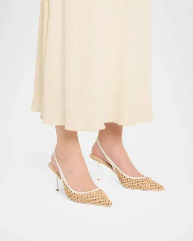 Paris Texas 70mm Lidia Woven Raffia Slingback Pumps | Thumbnail 2 Paris Texas 70mm Lidia Woven Raffia Slingback Pumps | Thumbnail 2