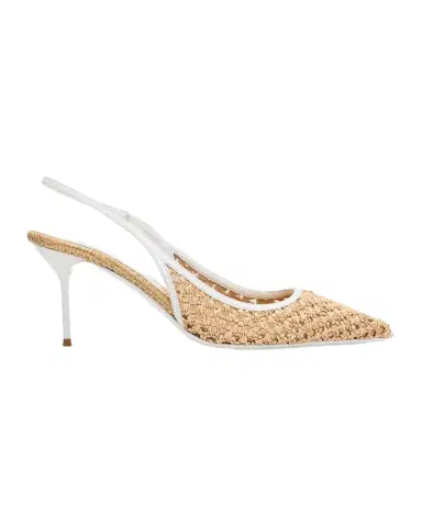 Paris Texas 70mm Lidia Woven Raffia Slingback Pumps | Thumbnail 1 Paris Texas 70mm Lidia Woven Raffia Slingback Pumps | Thumbnail 1
