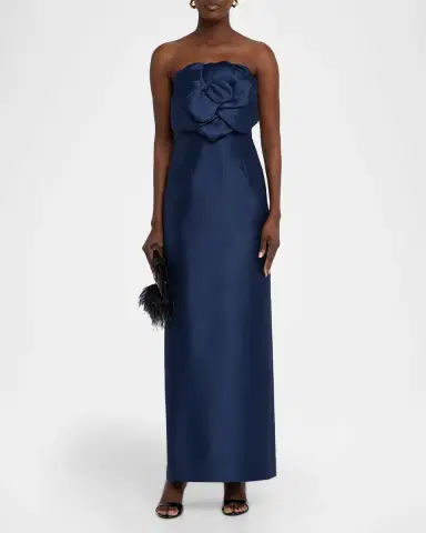 SACHIN & BABI Sara Strapless Floral Applique Mikado Gown | Thumbnail 2 SACHIN & BABI Sara Strapless Floral Applique Mikado Gown | Thumbnail 2