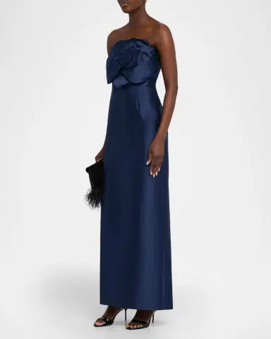 SACHIN & BABI Sara Strapless Floral Applique Mikado Gown | Thumbnail 4 SACHIN & BABI Sara Strapless Floral Applique Mikado Gown | Thumbnail 4