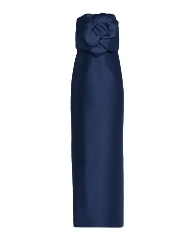 SACHIN BABI Sara Strapless Floral Applique Mikado Gown