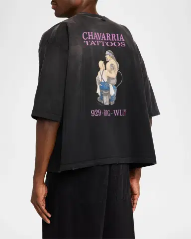 Willy Chavarria Men's Chavarria Tattoos Cotton Boxy Fit T-Shirt | Thumbnail 3 Willy Chavarria Men's Chavarria Tattoos Cotton Boxy Fit T-Shirt | Thumbnail 3