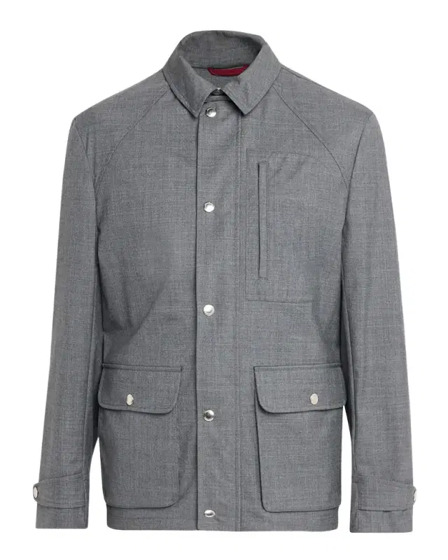 Brunello Cucinelli Men 's Water-Resistant Wool Shirt Jacket