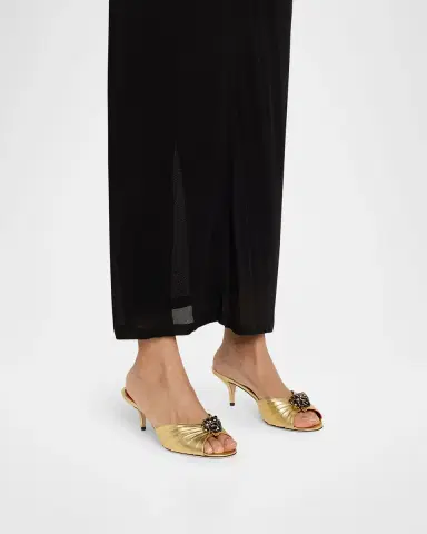 Valentino Garavani 55mm Panthea Embellished Metallic Leather Mules | Thumbnail 2