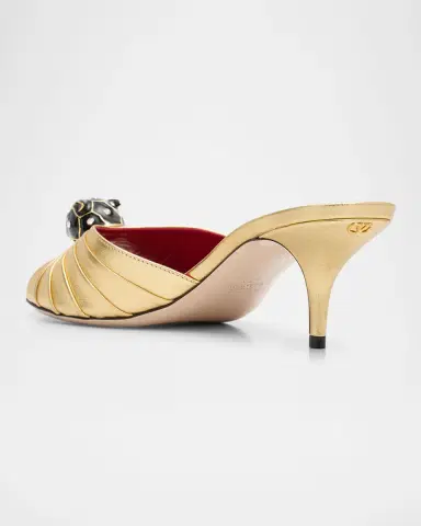 Valentino Garavani 55mm Panthea Embellished Metallic Leather Mules | Thumbnail 4