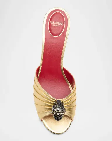 Valentino Garavani 55mm Panthea Embellished Metallic Leather Mules | Thumbnail 6