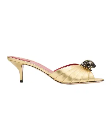 Valentino Garavani 55mm Panthea Embellished Metallic Leather Mules | Thumbnail 1