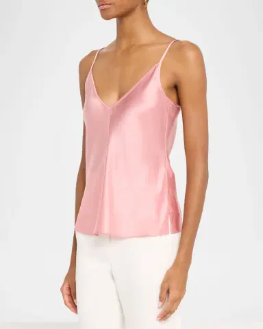 Veronica Beard Toby V-Neck Satin Top | Thumbnail 4
