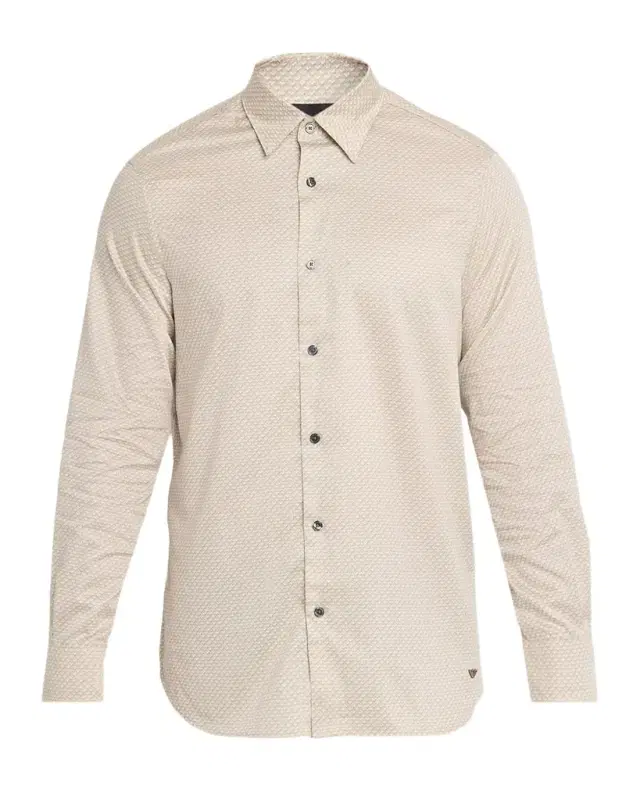 Men's Cotton Stretch Micro-Abstract Sport Shirt