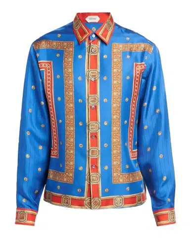 Versace Men's Barocco Button-Front Silk Shirt | Thumbnail 1