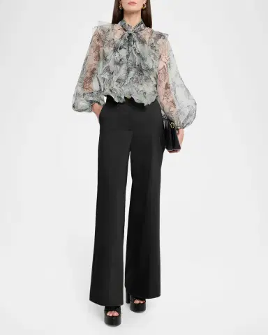Maison Common Cotton Stretch Crepe Wide-Leg Trousers | Thumbnail 2 Maison Common Cotton Stretch Crepe Wide-Leg Trousers | Thumbnail 2
