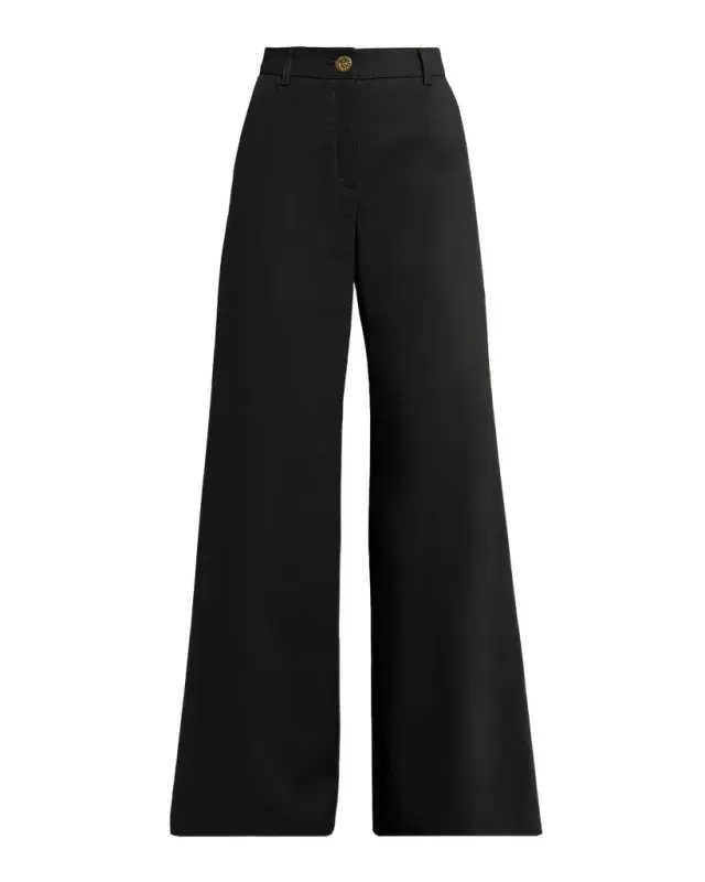 Maison Common Cotton Stretch Crepe Wide-Leg Trousers