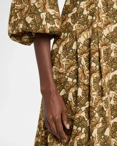 Max Mara Studio Astice Pleated Abstract-Print Cotton Midi Dress | Thumbnail 5 Max Mara Studio Astice Pleated Abstract-Print Cotton Midi Dress | Thumbnail 5