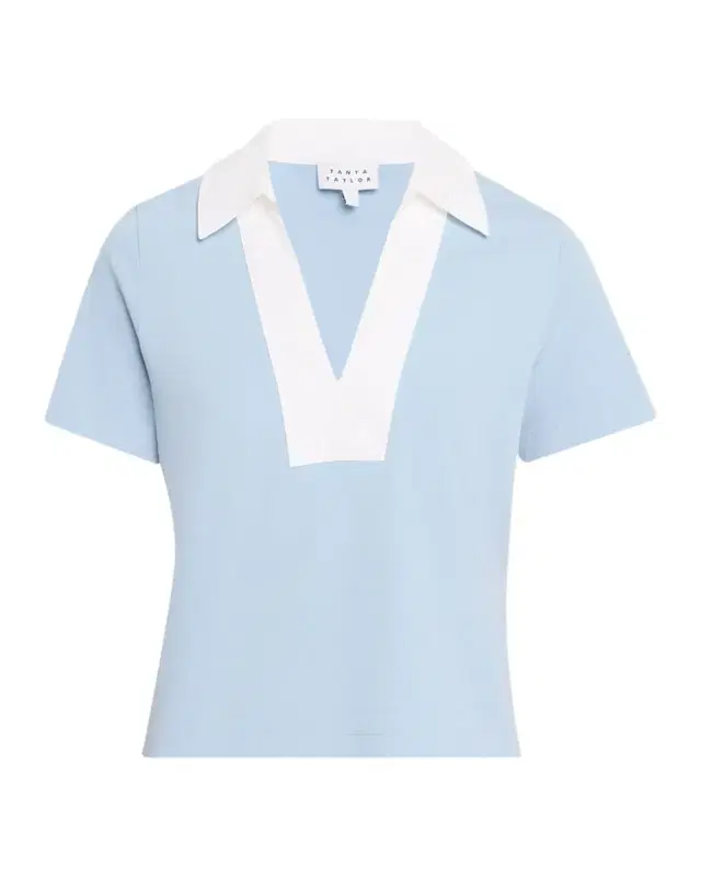 Melanie Johnny-Collar Cotton Jersey Top