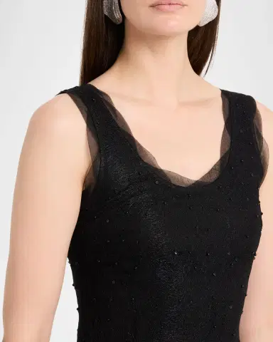 SIMKHAI Irisa Beaded Fringe Lace Midi Dress | Thumbnail 5