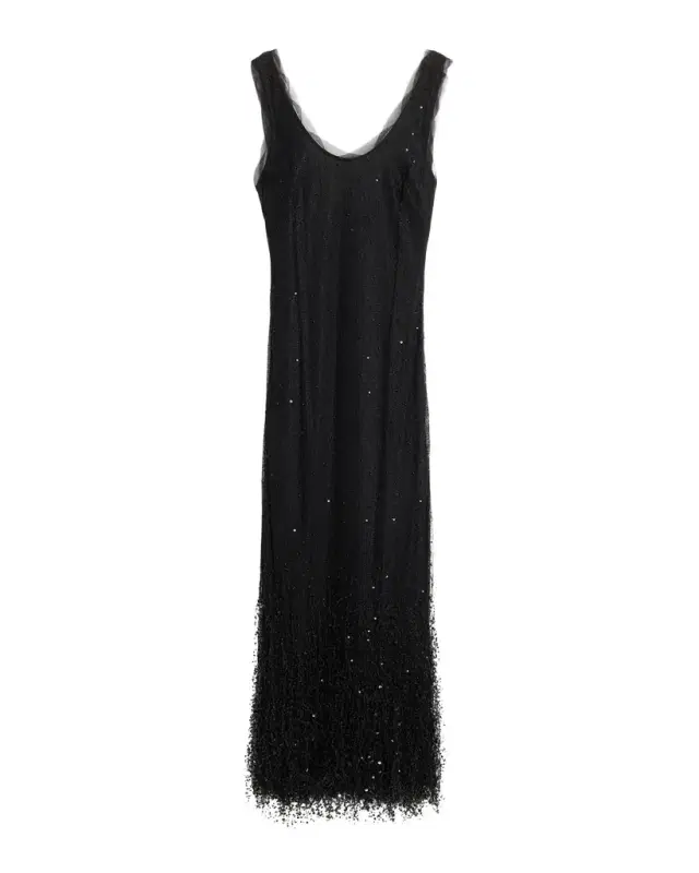 Irisa Beaded Fringe Lace Midi Dress