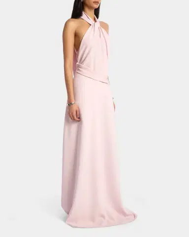 Kate Barton Kate Twist-Front Halter Crepe Gown | Thumbnail 2 Kate Barton Kate Twist-Front Halter Crepe Gown | Thumbnail 2