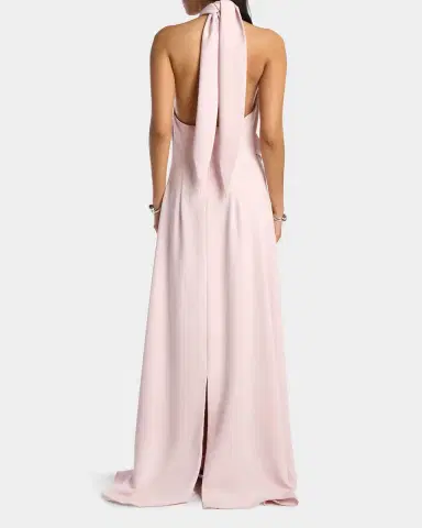 Kate Barton Kate Twist-Front Halter Crepe Gown | Thumbnail 3 Kate Barton Kate Twist-Front Halter Crepe Gown | Thumbnail 3