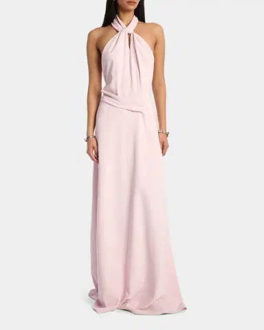 Kate Barton Kate Twist-Front Halter Crepe Gown | Thumbnail 4 Kate Barton Kate Twist-Front Halter Crepe Gown | Thumbnail 4