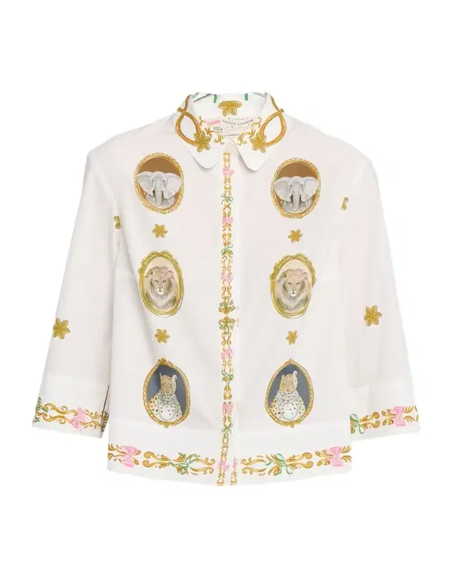 Animal Frame Cotton Poplin Button-Down Shirt