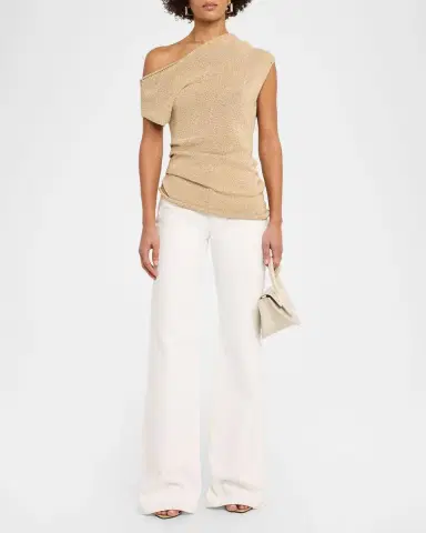 A.L.C. Joni Draped One-Shoulder Metallic Knit Top | Thumbnail 2