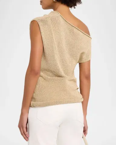 A.L.C. Joni Draped One-Shoulder Metallic Knit Top | Thumbnail 3