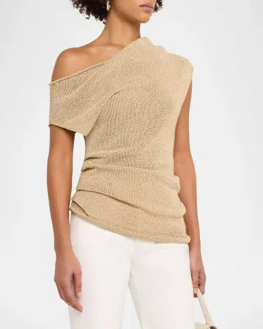 A.L.C. Joni Draped One-Shoulder Metallic Knit Top | Thumbnail 4