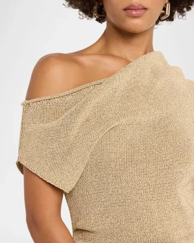 A.L.C. Joni Draped One-Shoulder Metallic Knit Top | Thumbnail 5