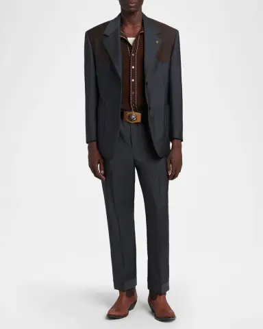 Versace Men's Straight-Leg Formal Pants | Thumbnail 2