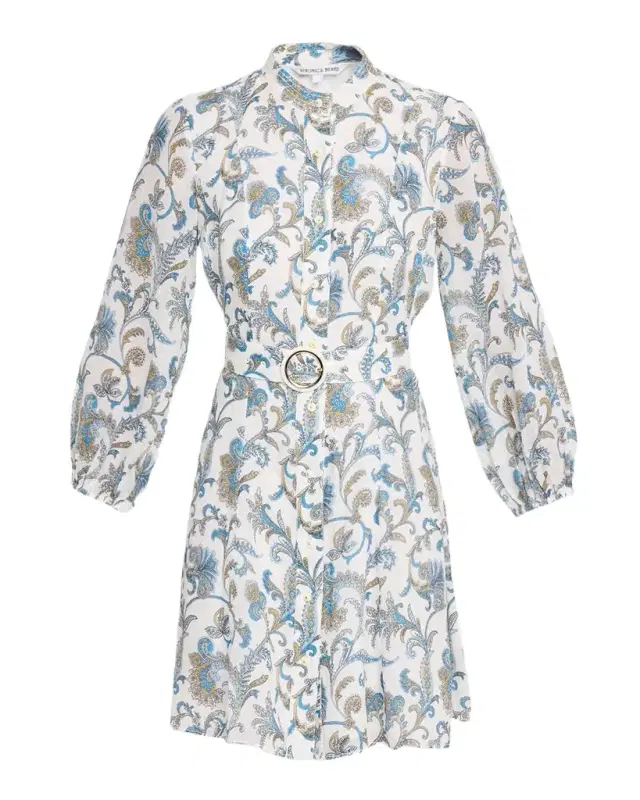Kumar Belted Paisley-Print Mini Dress