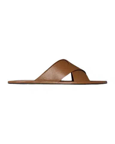The Row Malick Leather Crisscross Slide Sandals | Thumbnail 1 The Row Malick Leather Crisscross Slide Sandals | Thumbnail 1