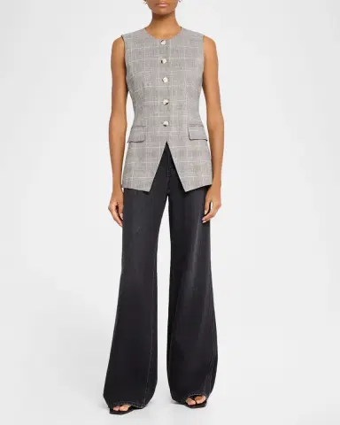 Veronica Beard Lois Tailored Plaid Vest | Thumbnail 2