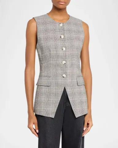 Veronica Beard Lois Tailored Plaid Vest | Thumbnail 4