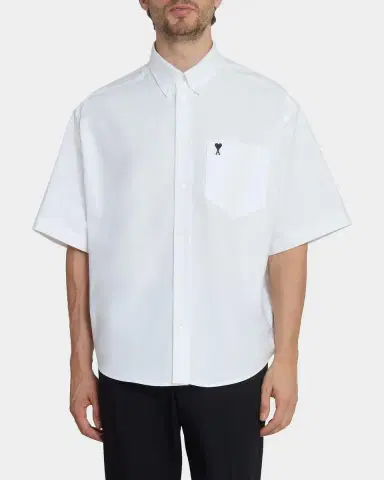 AMI PARIS Men's Ami de Coeur Cotton Short-Sleeve Shirt | Thumbnail 4 AMI PARIS Men's Ami de Coeur Cotton Short-Sleeve Shirt | Thumbnail 4