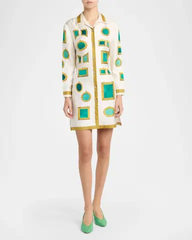 Versace Printed Silk Twill Mini Shirtdress | Thumbnail 2