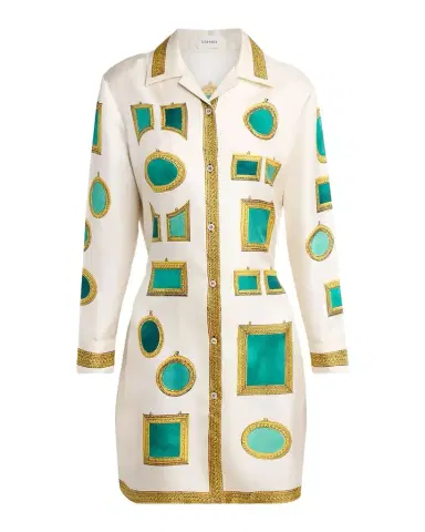 Versace Printed Silk Twill Mini Shirtdress | Thumbnail 1