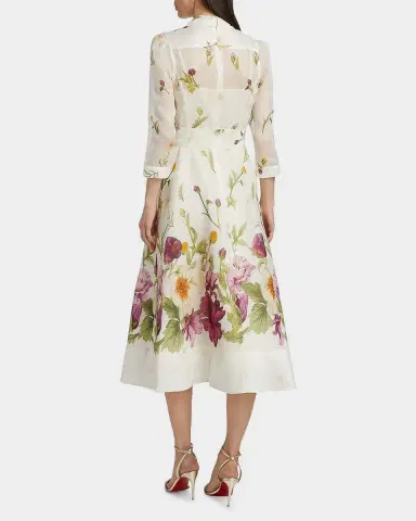 Rickie Freeman for Teri Jon Belted Floral-Print Midi Shirtdress | Thumbnail 3