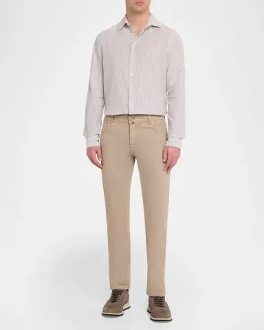 Emporio Armani Men's Cotton and Linen Fine-Stripe Sport Shirt | Thumbnail 2 Emporio Armani Men's Cotton and Linen Fine-Stripe Sport Shirt | Thumbnail 2