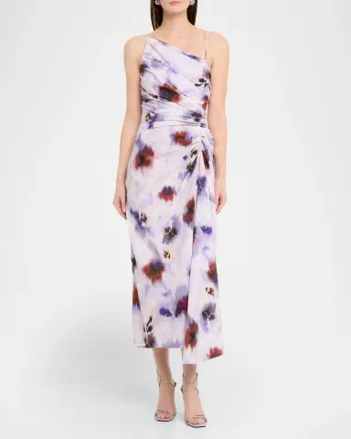 A.L.C. Juno Asymmetric Floral Midi Dress | Thumbnail 2
