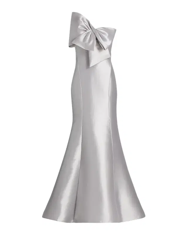 Metallic Satin Bow Mermaid Gown