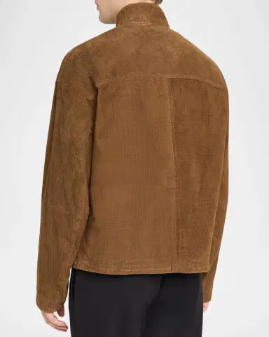 Emporio Armani Men's Perforated Suede Stand-Collar Blouson | Thumbnail 3 Emporio Armani Men's Perforated Suede Stand-Collar Blouson | Thumbnail 3