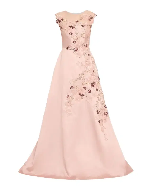 Rickie Freeman for Teri Jon Sequin Floral-Embroidered Jacquard Gown