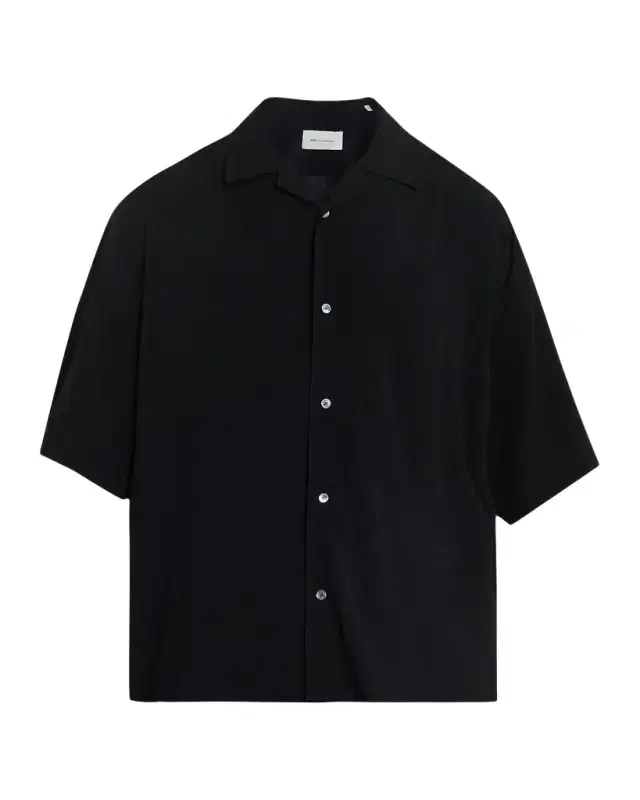 Men 's Embroidered  Boxy-Fit Viscose Short-Sleeve Shirt