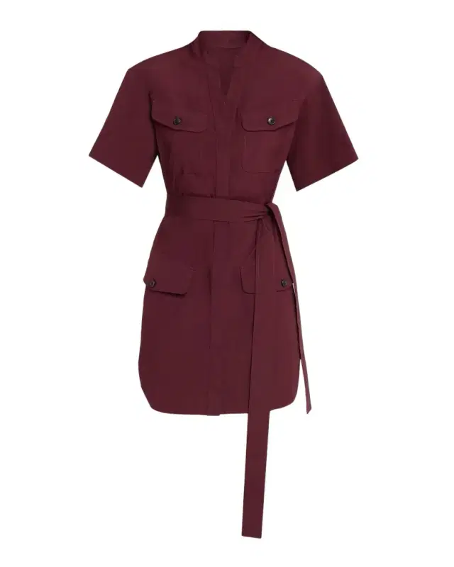 Quinn Short-Sleeve Twill Shirtdress