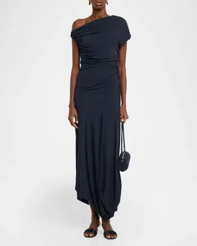 A.L.C. Halle Ruched Asymmetric Jersey Dress | Thumbnail 2 A.L.C. Halle Ruched Asymmetric Jersey Dress | Thumbnail 2