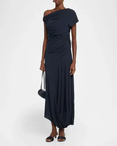 A.L.C. Halle Ruched Asymmetric Jersey Dress | Thumbnail 4 A.L.C. Halle Ruched Asymmetric Jersey Dress | Thumbnail 4