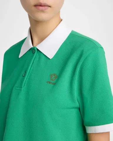 Versace Pique Polo with Medusa Embroidery | Thumbnail 5 Versace Pique Polo with Medusa Embroidery | Thumbnail 5