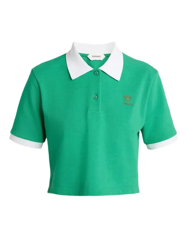 Versace Pique Polo with Medusa Embroidery