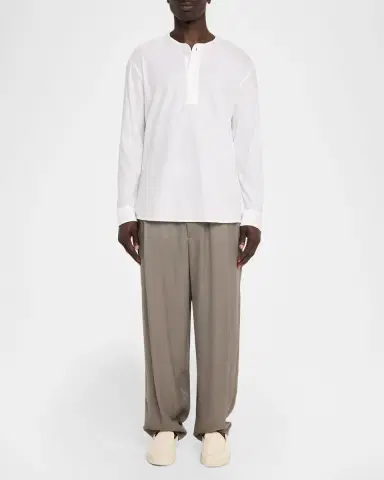 Emporio Armani Men's Cotton Ribbed Long-Sleeve Henley T-Shirt | Thumbnail 2