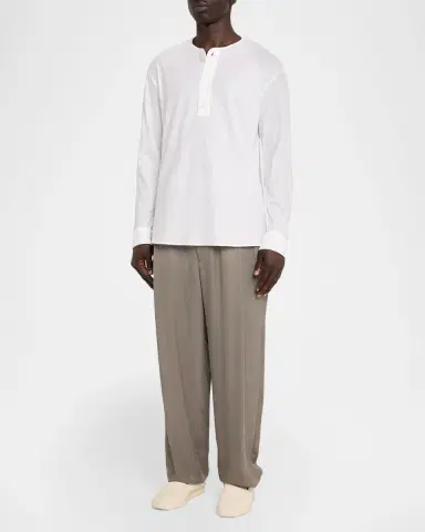 Emporio Armani Men's Cotton Ribbed Long-Sleeve Henley T-Shirt | Thumbnail 3